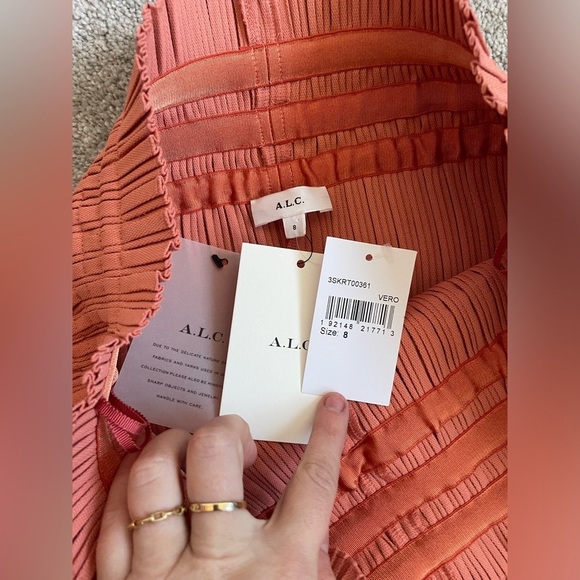 NWT A.L.C.|| Pink/Orange Midi Skirt, Size 8 - Picture 4 of 7